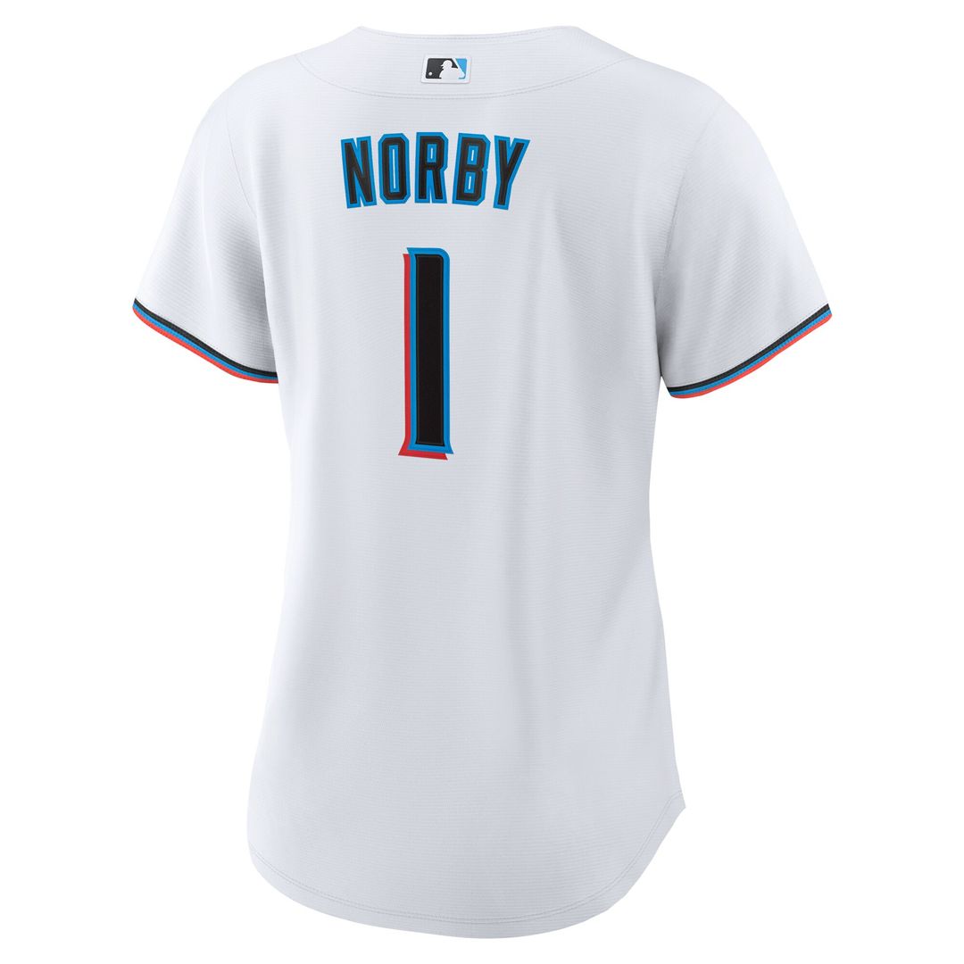 Miami Marlins Connor Norby Nike Women's Home Replica Jersey - White Team Jersey Sports Fan Apparel