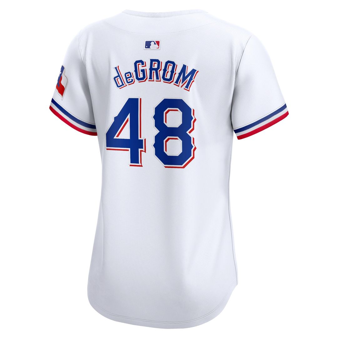 Texas Rangers Jacob deGrom Nike Women's Home Limited Player Jersey - White Team Jersey Sports Fan Apparel