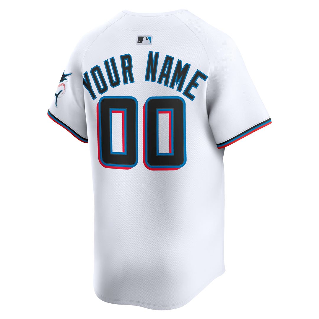 Miami Marlins Nike Home Limited Custom Jersey - White Team Jersey Sports Fan Apparel