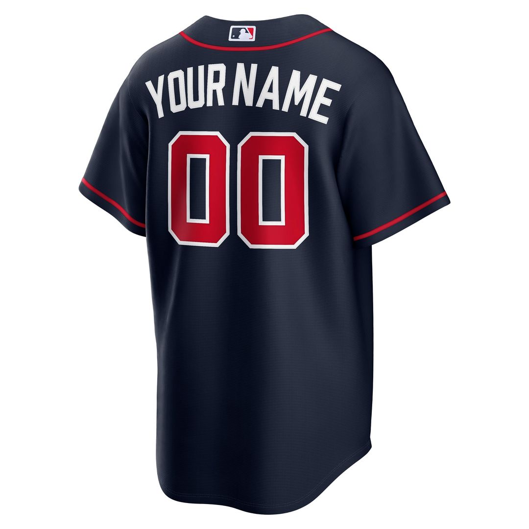 Atlanta Braves Nike Alternate Replica Custom Jersey - Navy Team Jersey Sports Fan Apparel