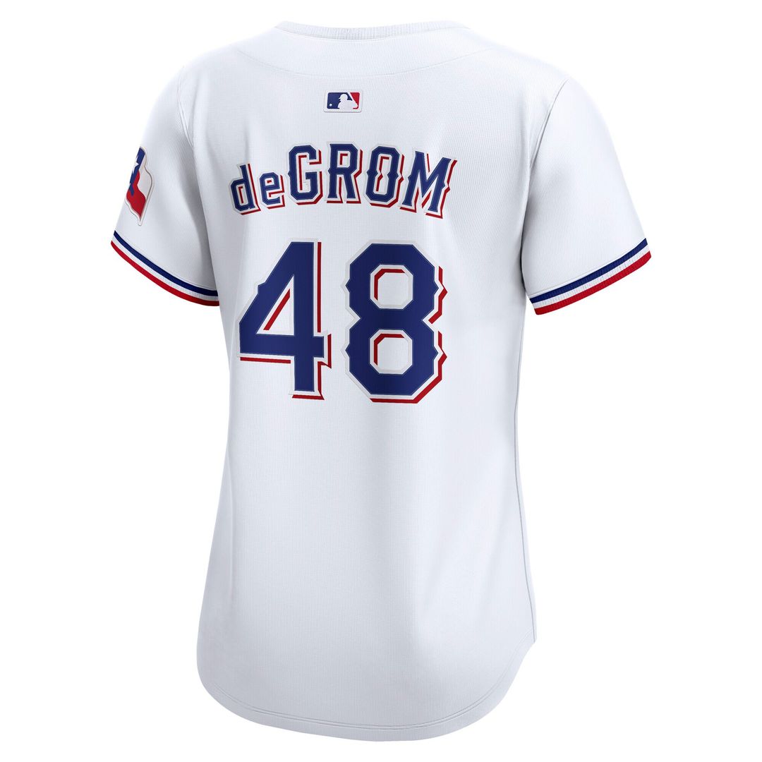 Texas Rangers Jacob deGrom Nike Women's Home Limited Player Jersey - White Team Jersey Sports Fan Apparel