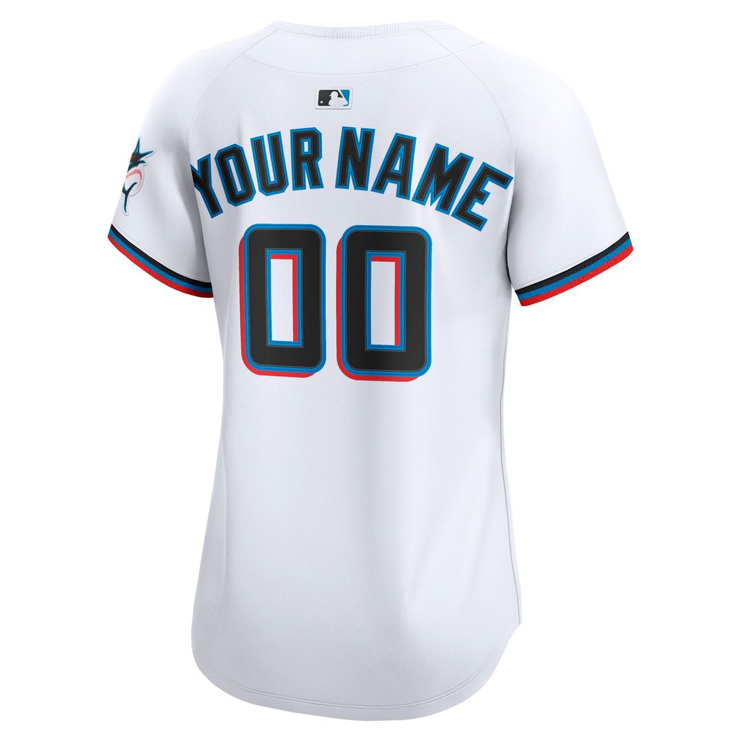 Miami Marlins Nike Women's Home Limited Custom Jersey - White Team Jersey Sports Fan Apparel