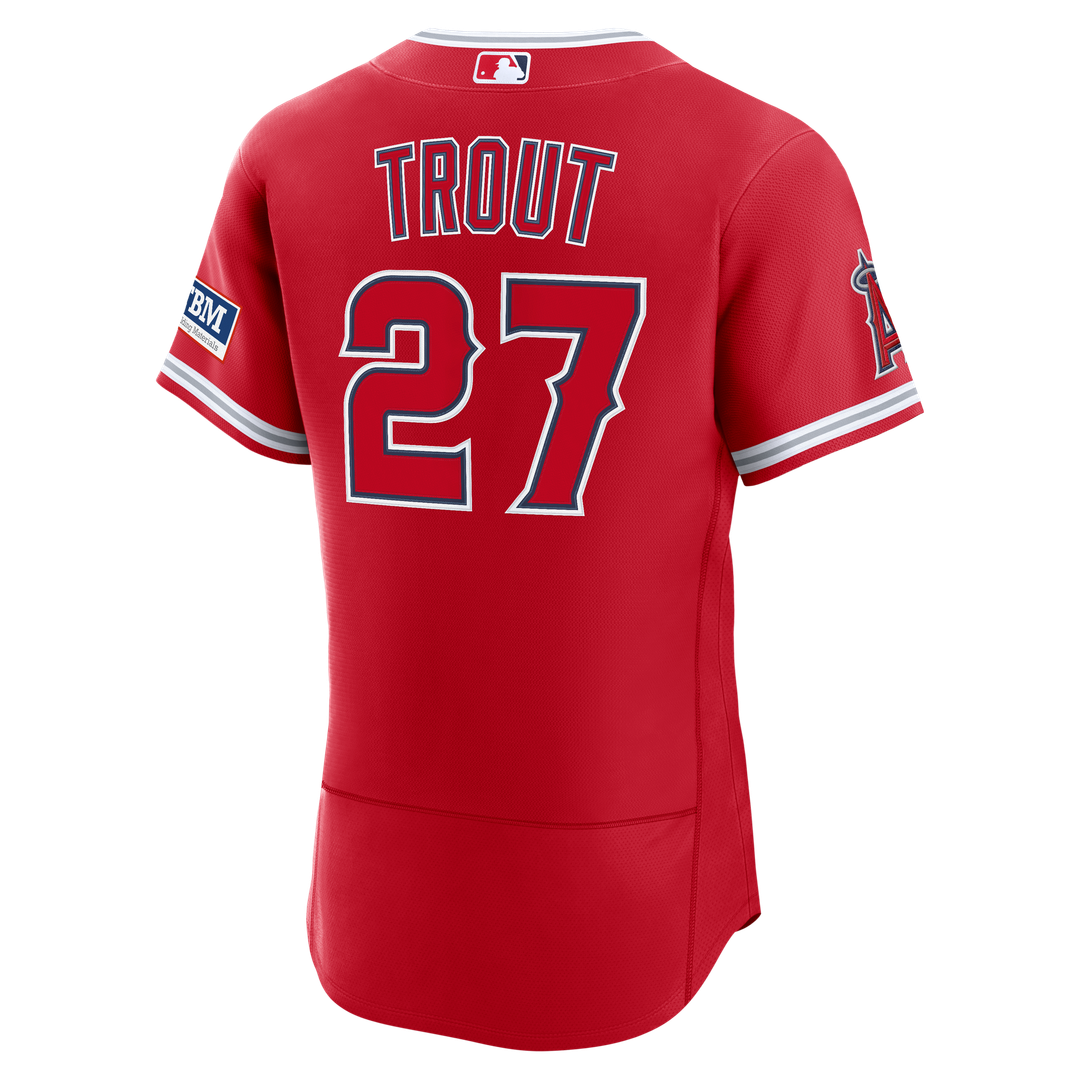 Los Angeles Angels Mike Trout Nike Alternate Authentic Sponsor Patch Jersey - Red Team Jersey Sports Fan Apparel