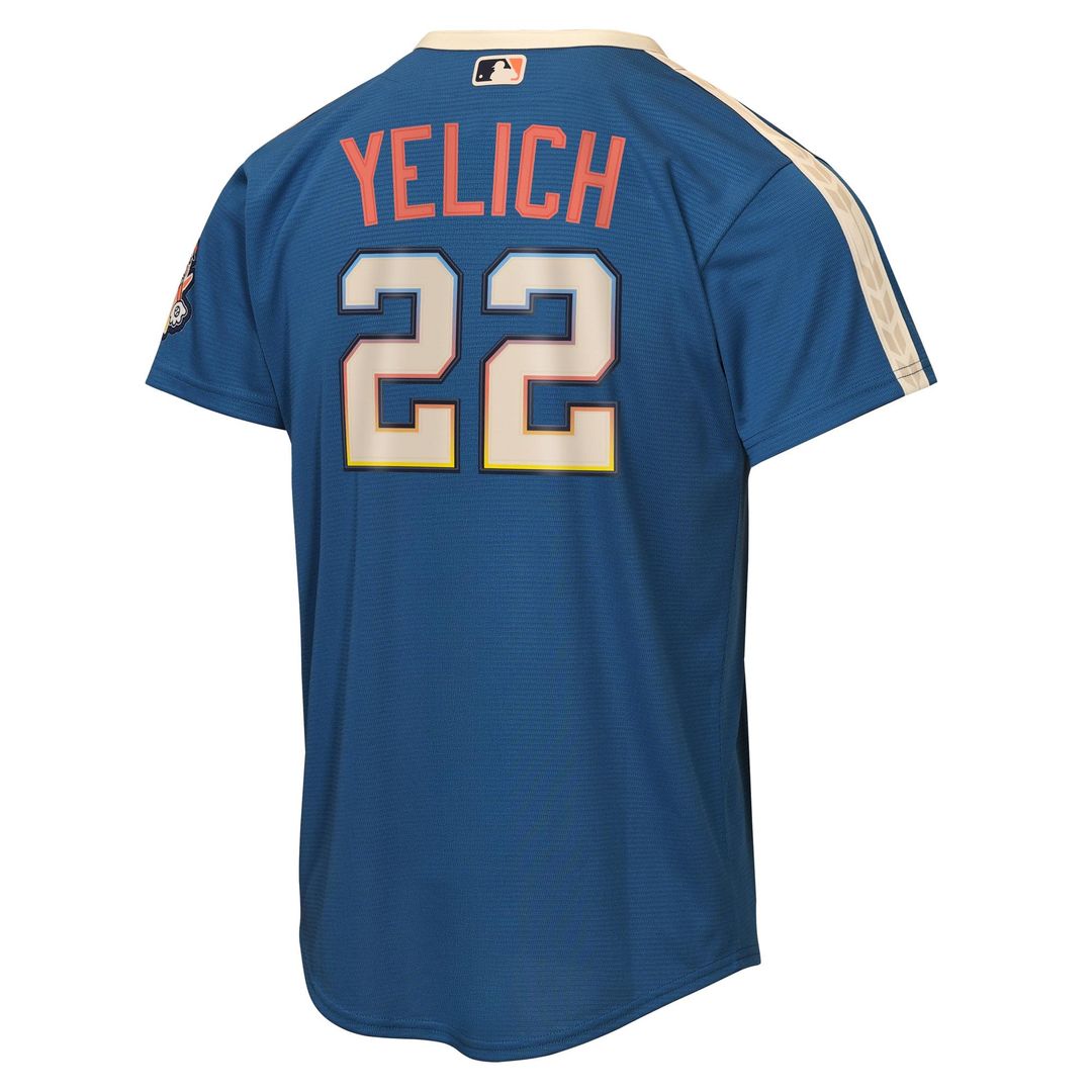 Milwaukee Brewers Christian Yelich Nike Youth 2026 City Connect Stadium Jersey - Mineral Blue Team Jersey Sports Fan Apparel
