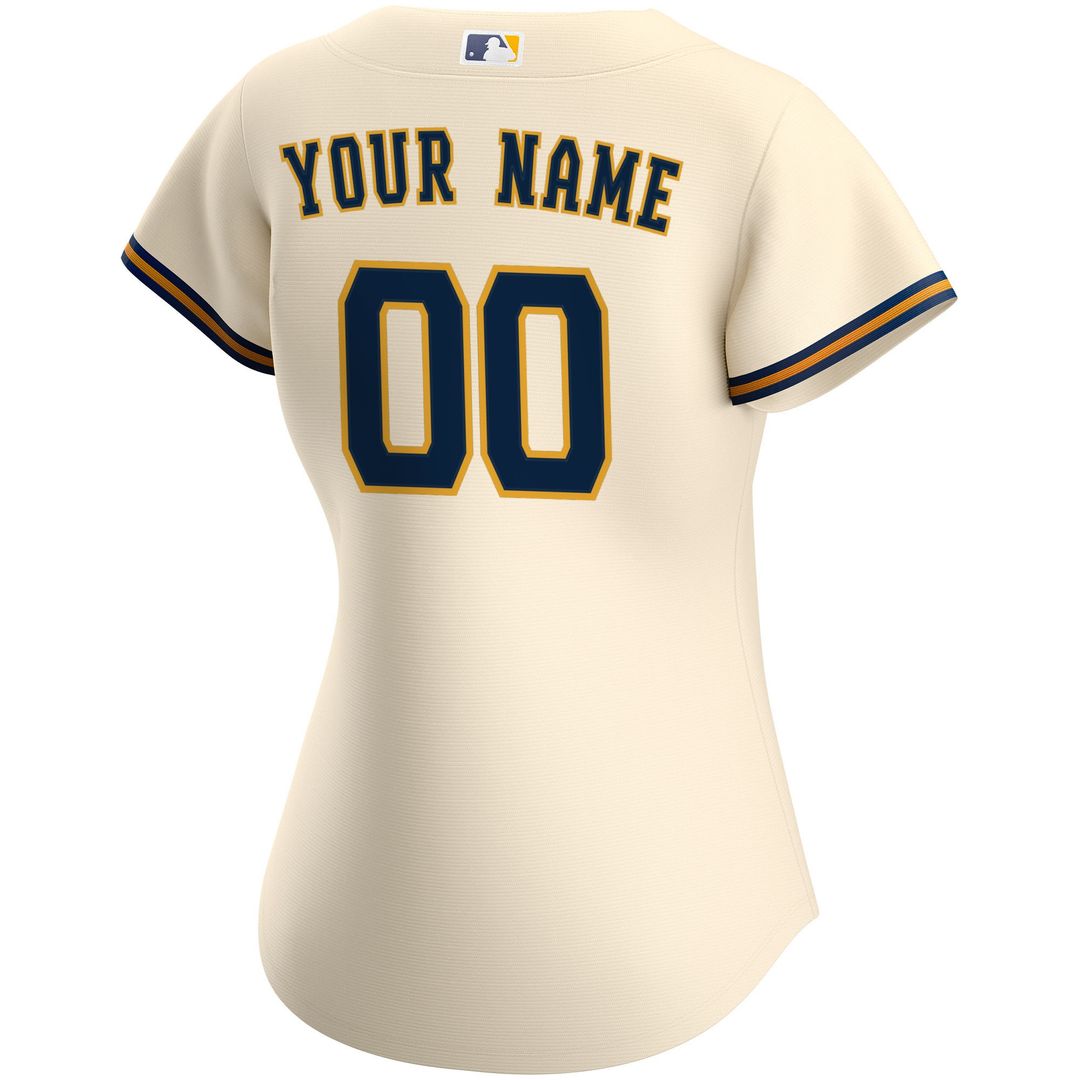 Milwaukee Brewers Nike Women's Home Replica Custom Jersey - Cream Team Jersey Sports Fan Apparel