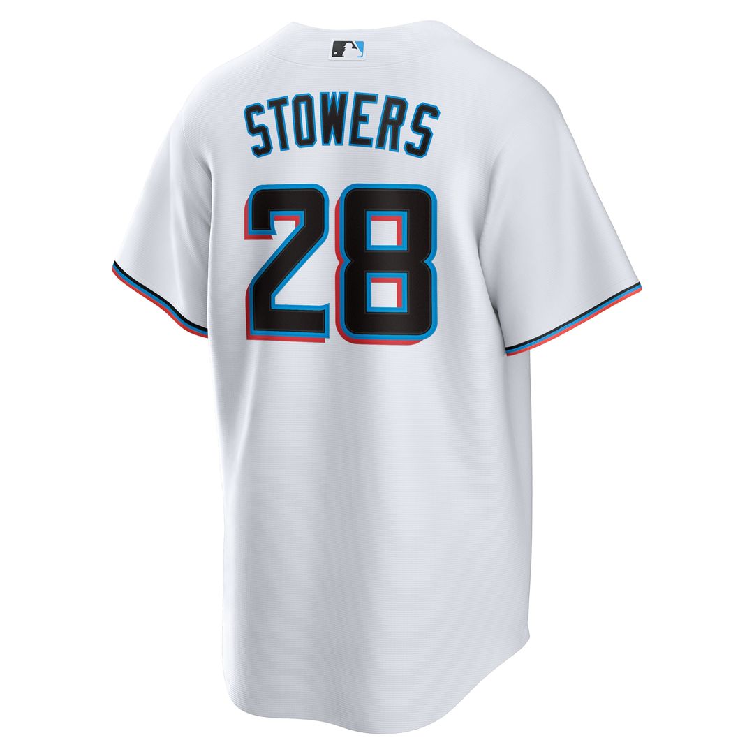 Miami Marlins Kyle Stowers Nike Home Replica Jersey - White Team Jersey Sports Fan Apparel