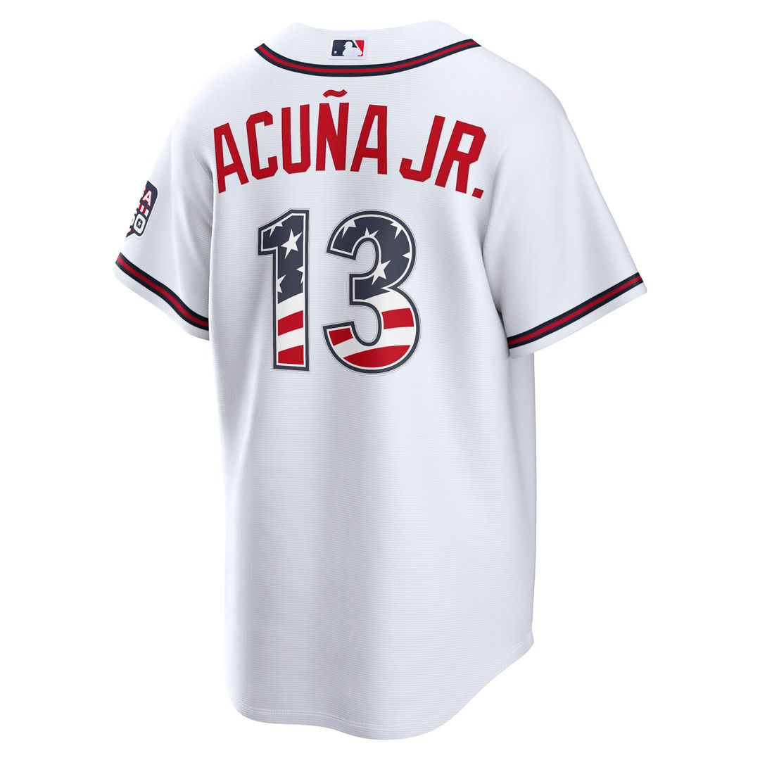 Atlanta Braves Ronald Acuña Jr. Nike USA 250 Fourth of July Home Stadium Jersey - White Team Jersey Sports Fan Apparel