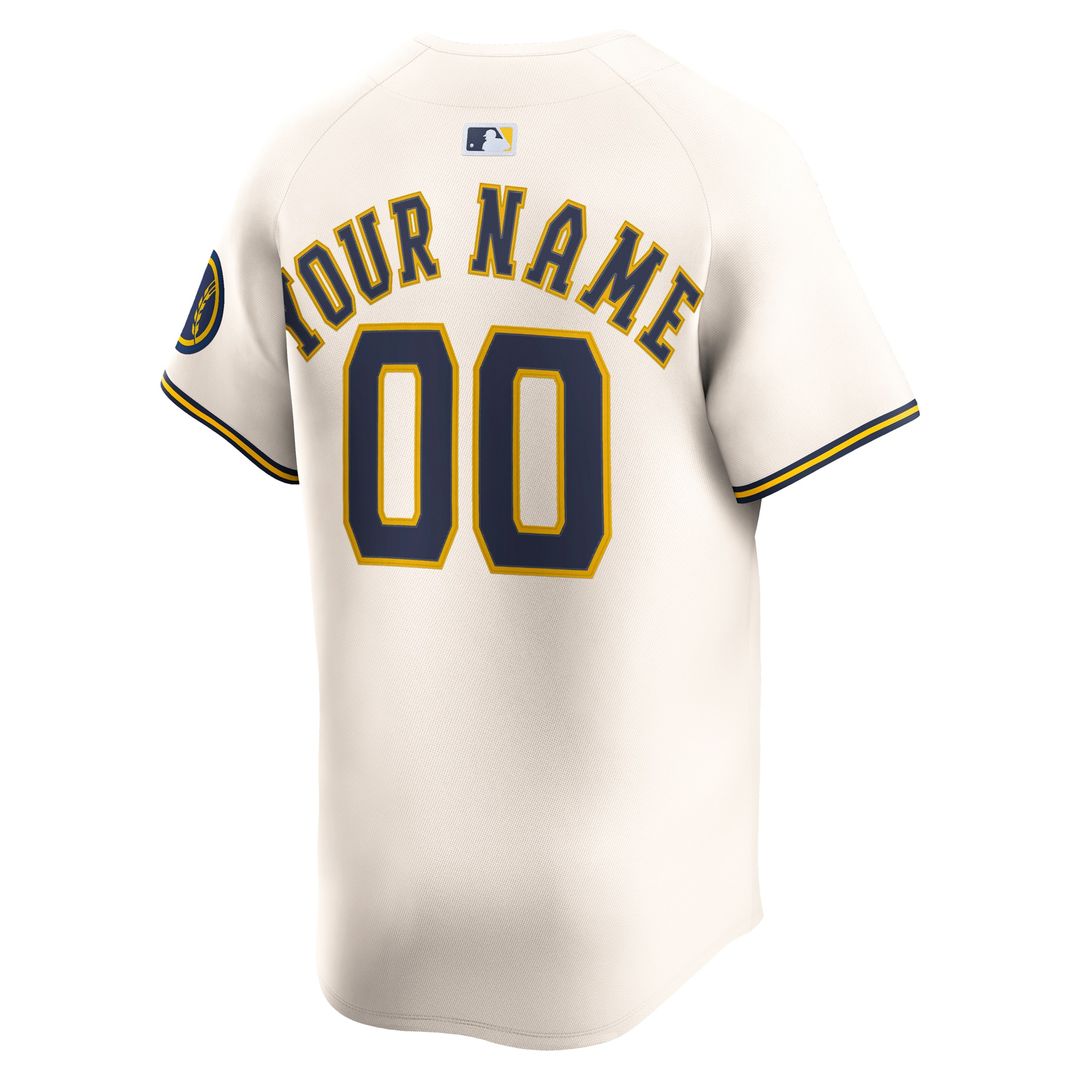 Milwaukee Brewers Nike Home Limited Custom Jersey - Cream Team Jersey Sports Fan Apparel