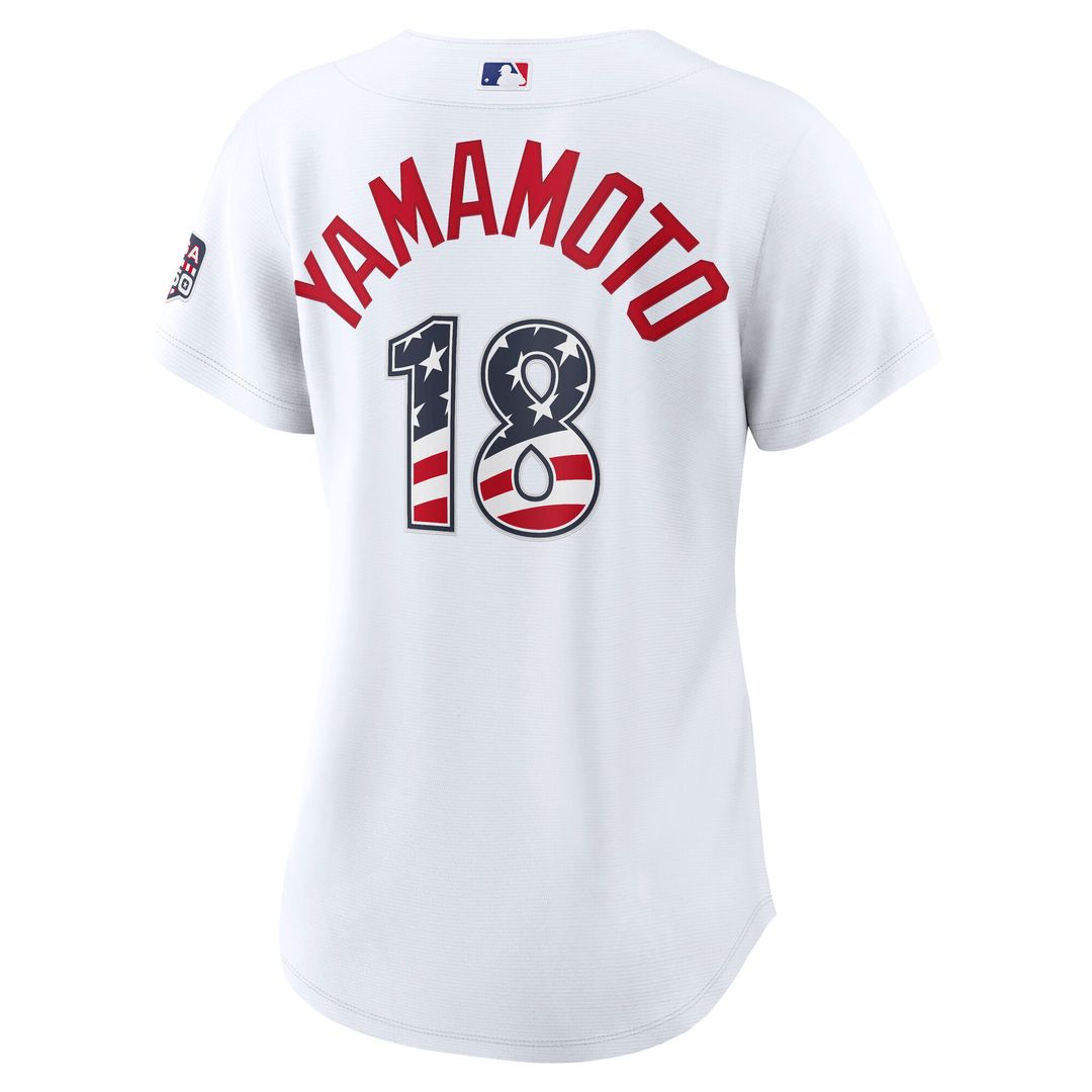 Los Angeles Dodgers Yoshinobu Yamamoto Nike Women's USA 250 Fourth of July Home Stadium Jersey - White Team Jersey Sports Fan Apparel
