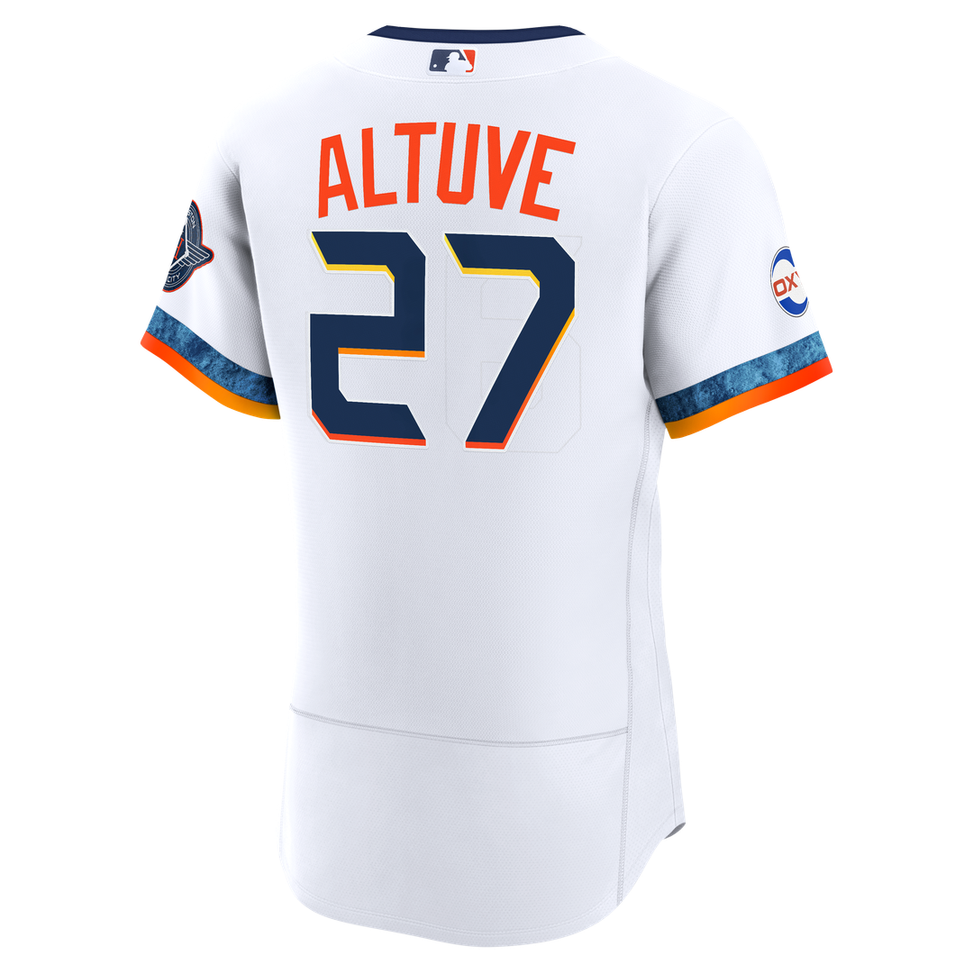 Houston Astros Jose Altuve Nike City Connect Authentic Sponsor Patch Jersey - White Team Jersey Sports Fan Apparel