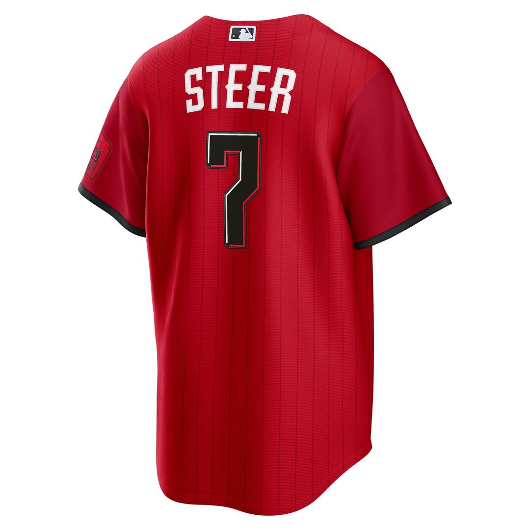 Cincinnati Reds Spencer Steer Nike 2026 City Connect Stadium Jersey - Red Team Jersey Sports Fan Apparel