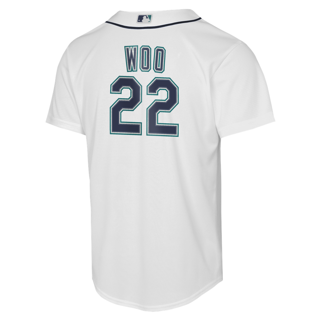 Seattle Mariners Bryan Woo Nike Youth Home Baseline Jersey - White Team Jersey Sports Fan Apparel