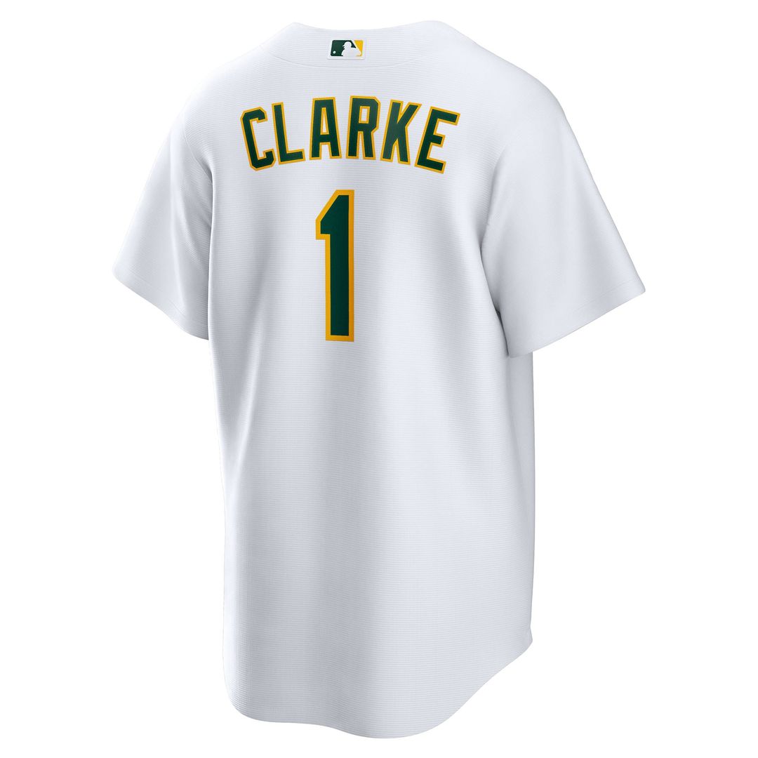 Athletics Denzel Clarke Nike Home Replica Jersey - White Team Jersey Sports Fan Apparel
