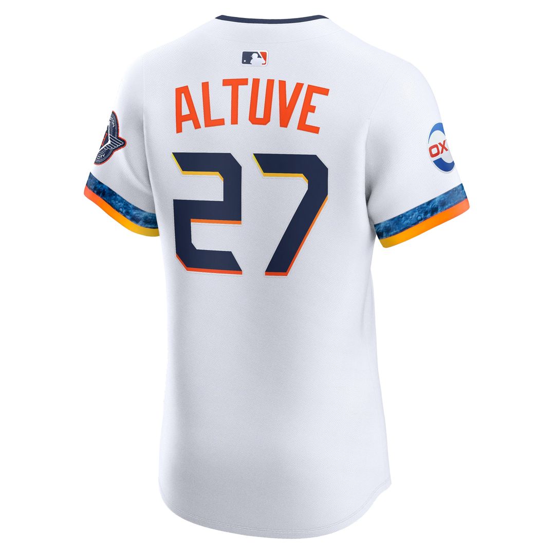 Houston Astros Jose Altuve Nike 2025 City Connect Elite Player Jersey - White Team Jersey Sports Fan Apparel