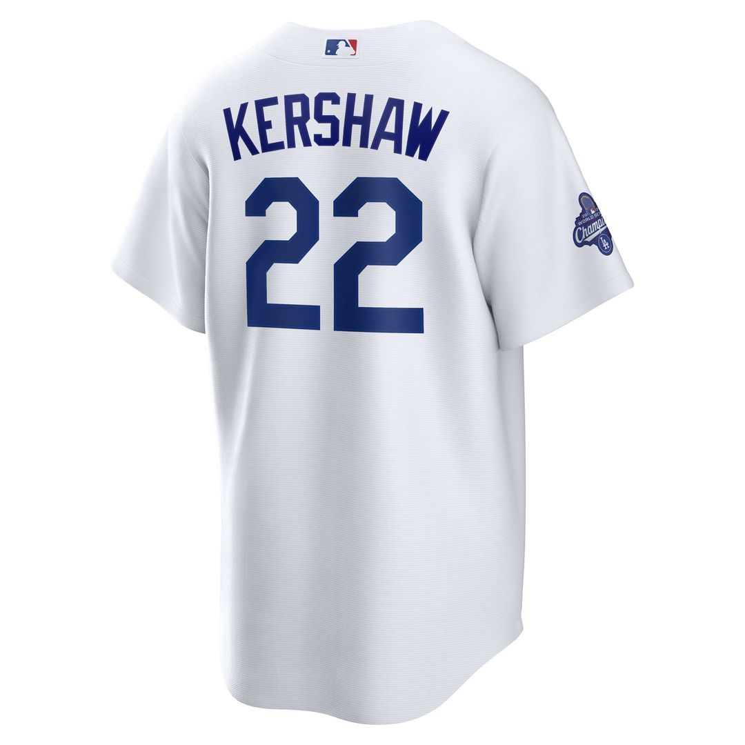 Los Angeles Dodgers Clayton Kershaw Nike Home 2025 World Series Champions Replica Jersey - White Team Jersey Sports Fan Apparel