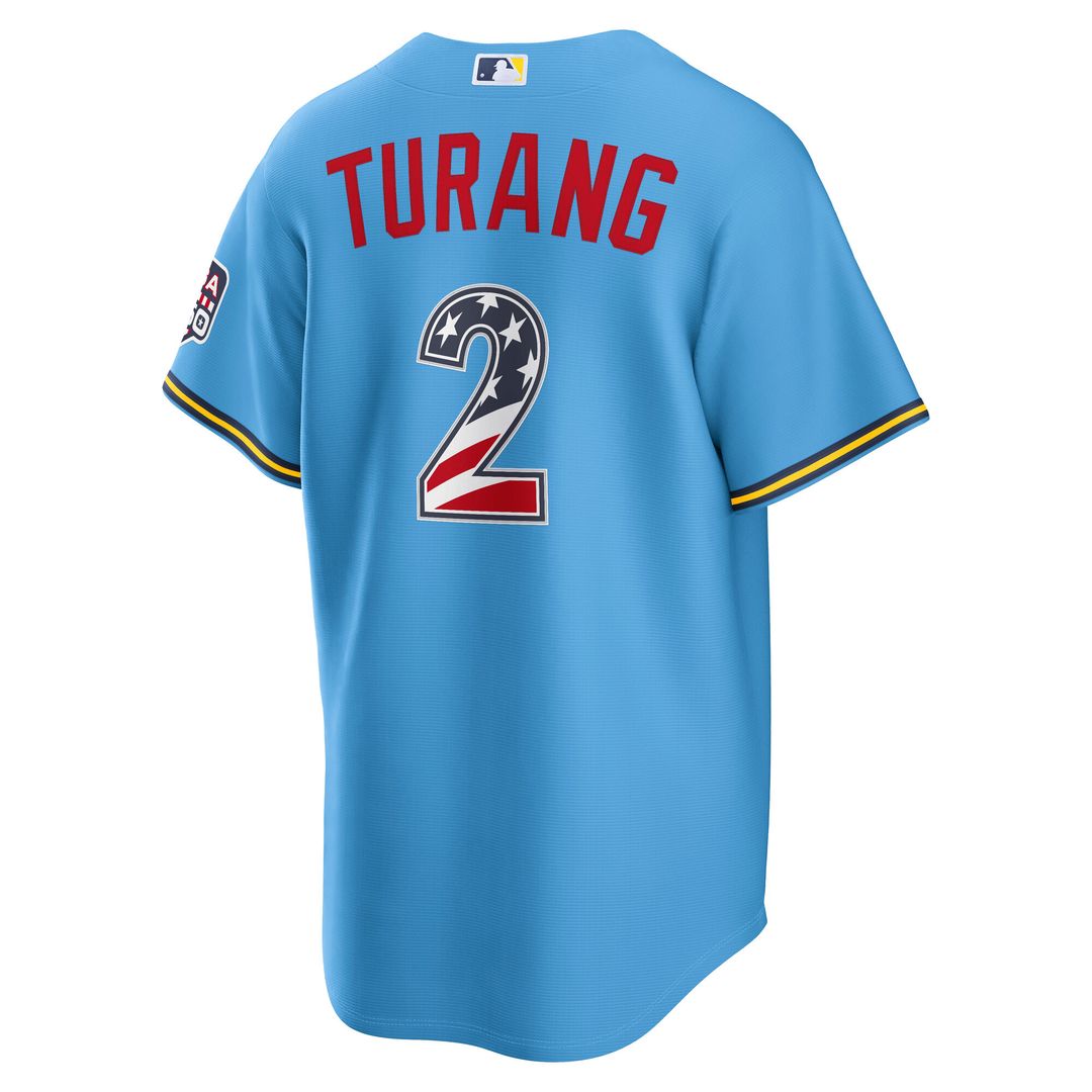 Milwaukee Brewers Brice Turang Nike USA 250 Fourth of July Road Stadium Jersey - Light Blue Team Jersey Sports Fan Apparel
