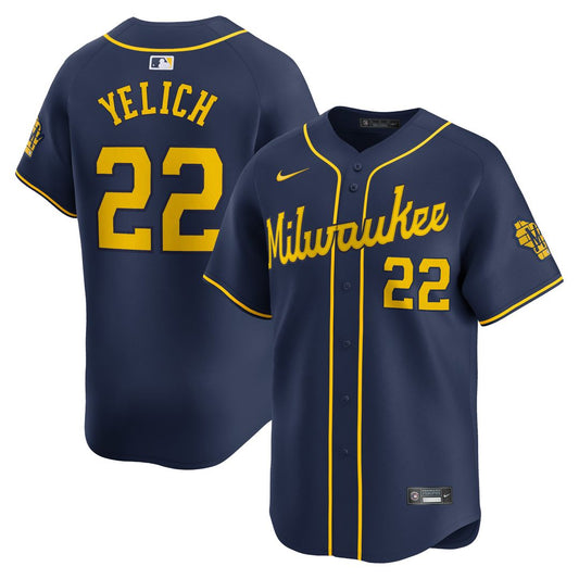 Milwaukee Brewers Christian Yelich Nike Alternate Limited Player Jersey - Navy Team Jersey Sports Fan Apparel