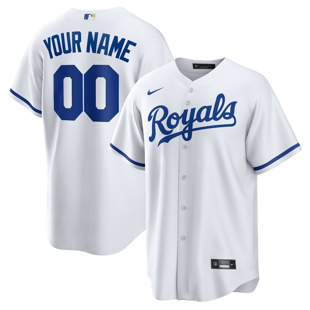 Kansas City Royals Nike Replica Custom Jersey - White Team Jersey Sports Fan Apparel