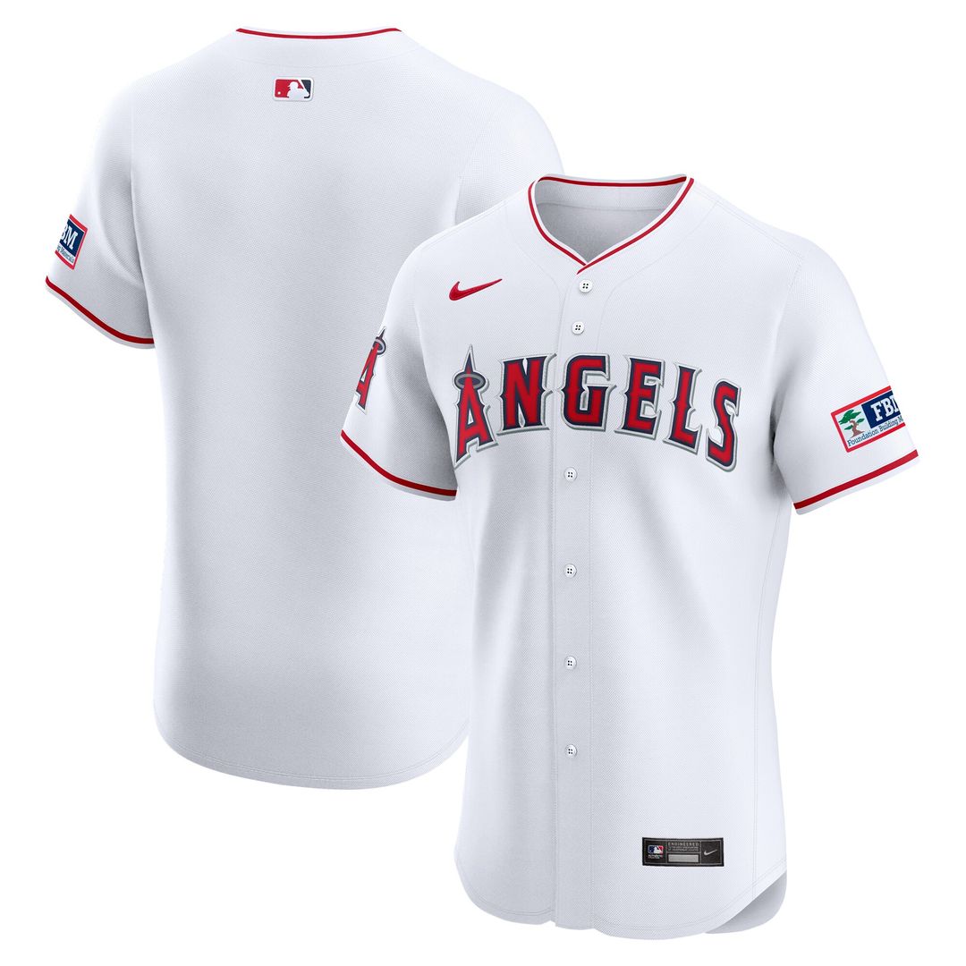 Los Angeles Angels Nike Home Elite Patch Jersey - White Team Jersey Sports Fan Apparel