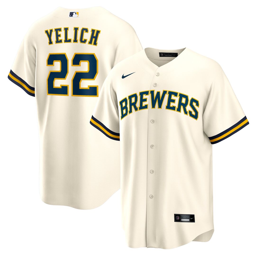 Milwaukee Brewers Christian Yelich Nike Home Replica Jersey - White Team Jersey Sports Fan Apparel
