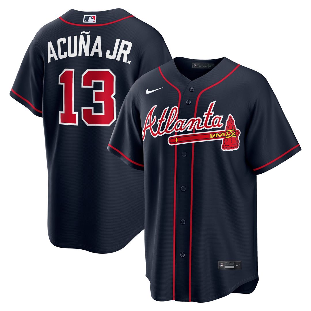Atlanta Braves Ronald Acuña Jr. Nike Alternate Replica Jersey - Navy Team Jersey Sports Fan Apparel