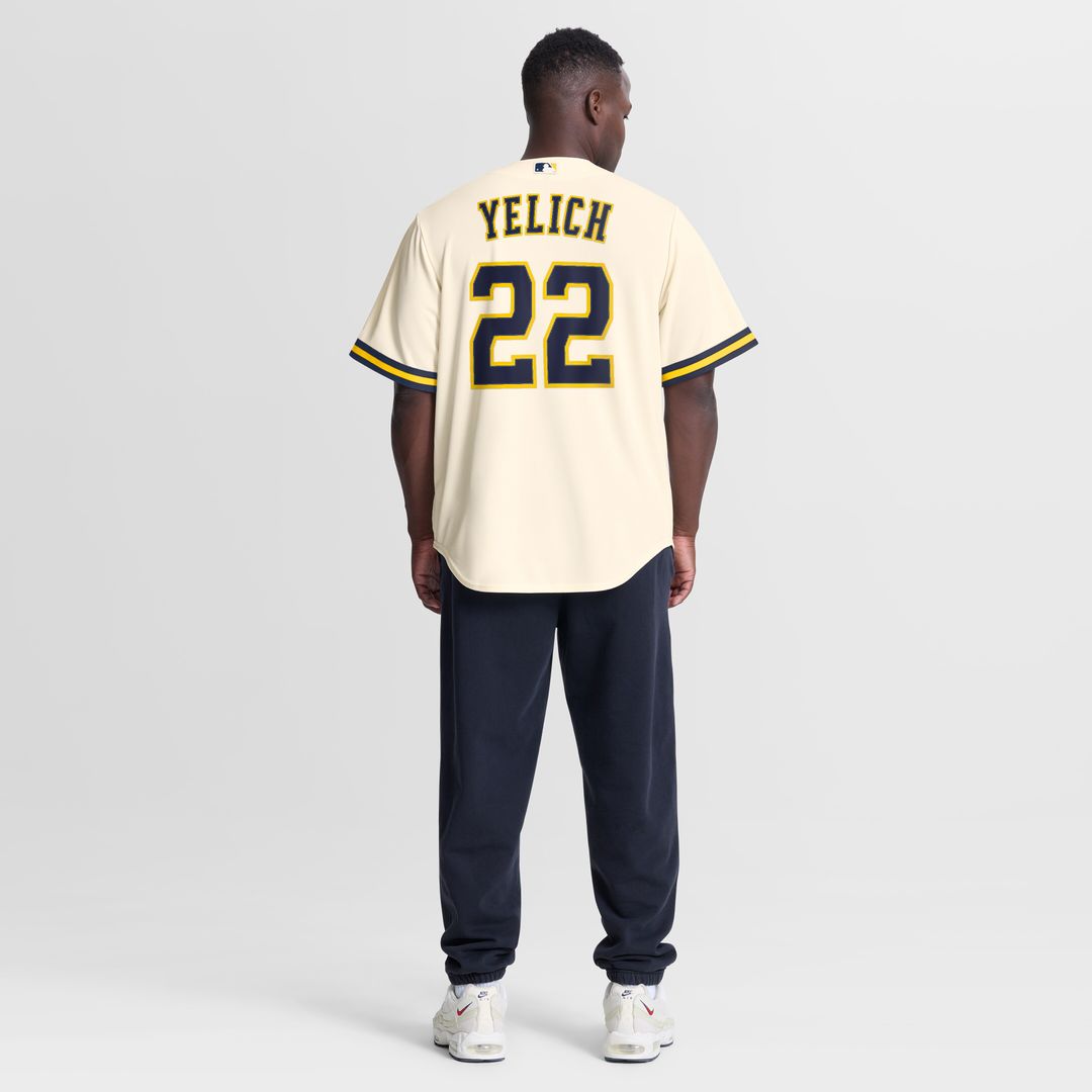 Milwaukee Brewers Christian Yelich Nike Home Replica Jersey - Cream Team Jersey Sports Fan Apparel
