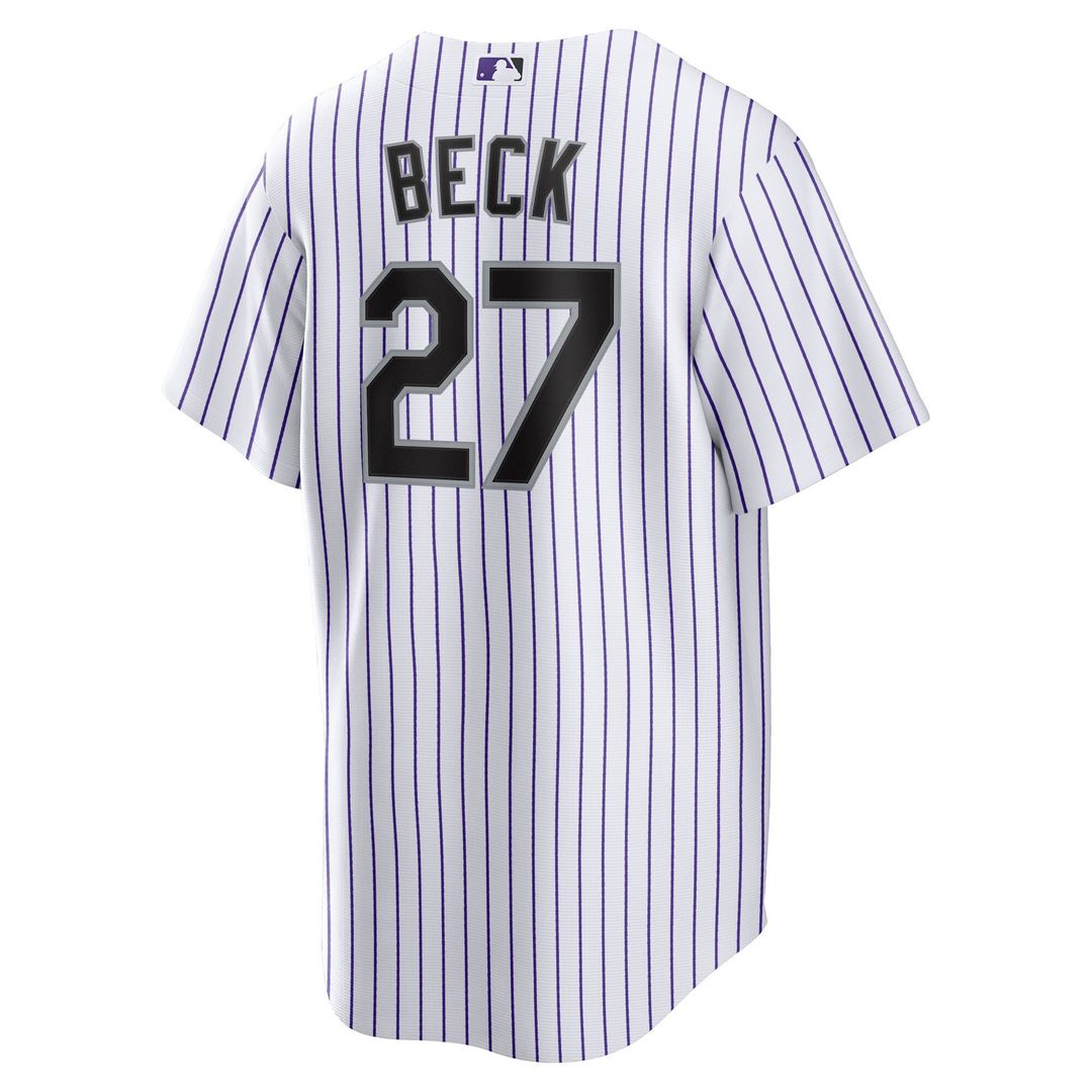 Colorado Rockies Jordan Beck Nike Home Replica Jersey - White Team Jersey Sports Fan Apparel