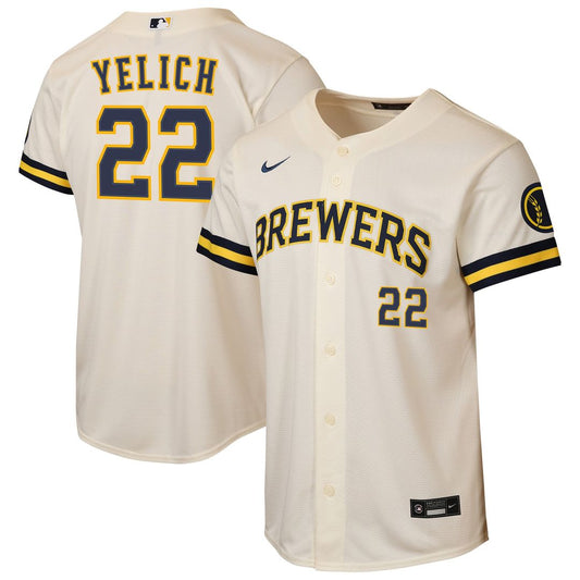 Milwaukee Brewers Christian Yelich Nike Youth Home Stadium Jersey - Cream Team Jersey Sports Fan Apparel