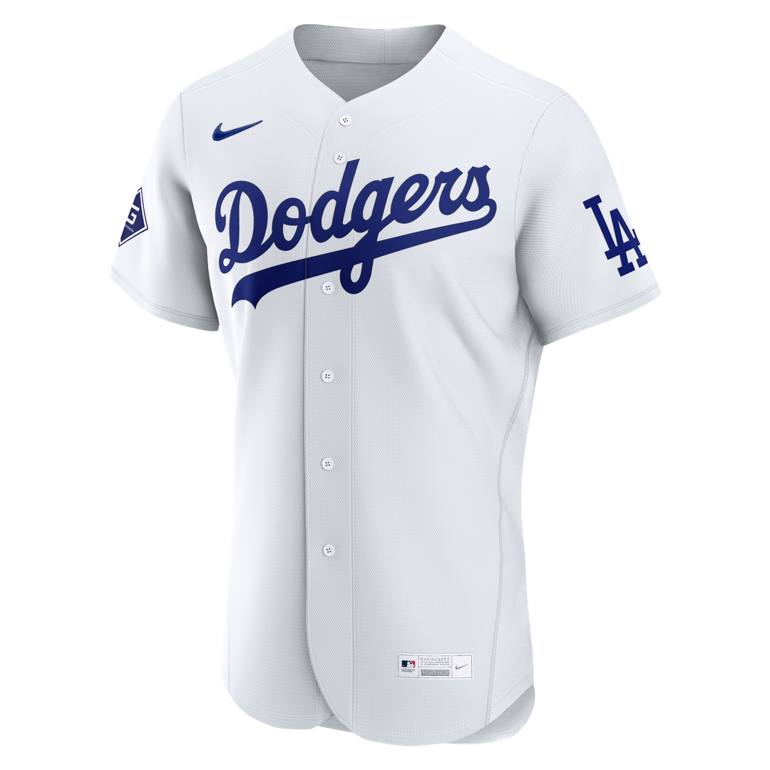 Los Angeles Dodgers Nike Home Sponsor Patch Authentic Jersey - White Team Jersey Sports Fan Apparel