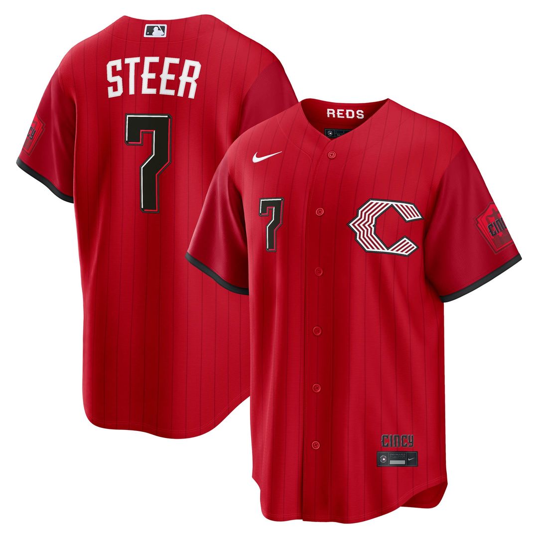 Cincinnati Reds Spencer Steer Nike 2026 City Connect Stadium Jersey - Red Team Jersey Sports Fan Apparel