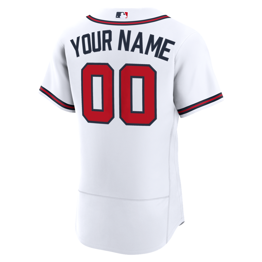 Atlanta Braves Nike Home Authentic Custom Jersey - White Team Jersey Sports Fan Apparel