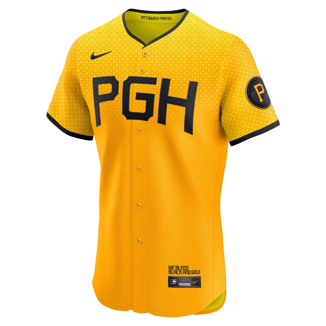 Pittsburgh Pirates Nike City Connect Elite Jersey - Gold Team Jersey Sports Fan Apparel