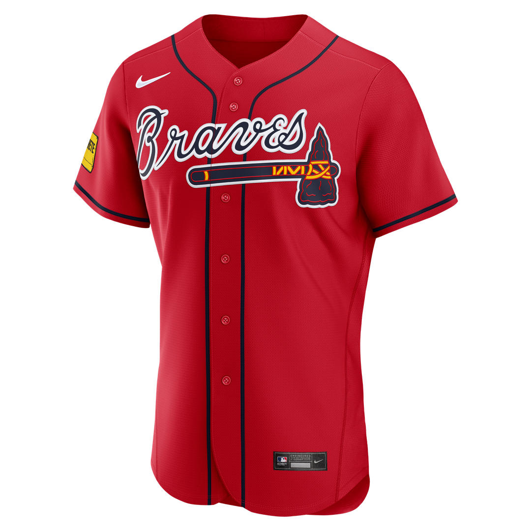 Atlanta Braves Ronald Acuña Jr. Nike Alternate Authentic Sponsor Patch Jersey - Red Team Jersey Sports Fan Apparel