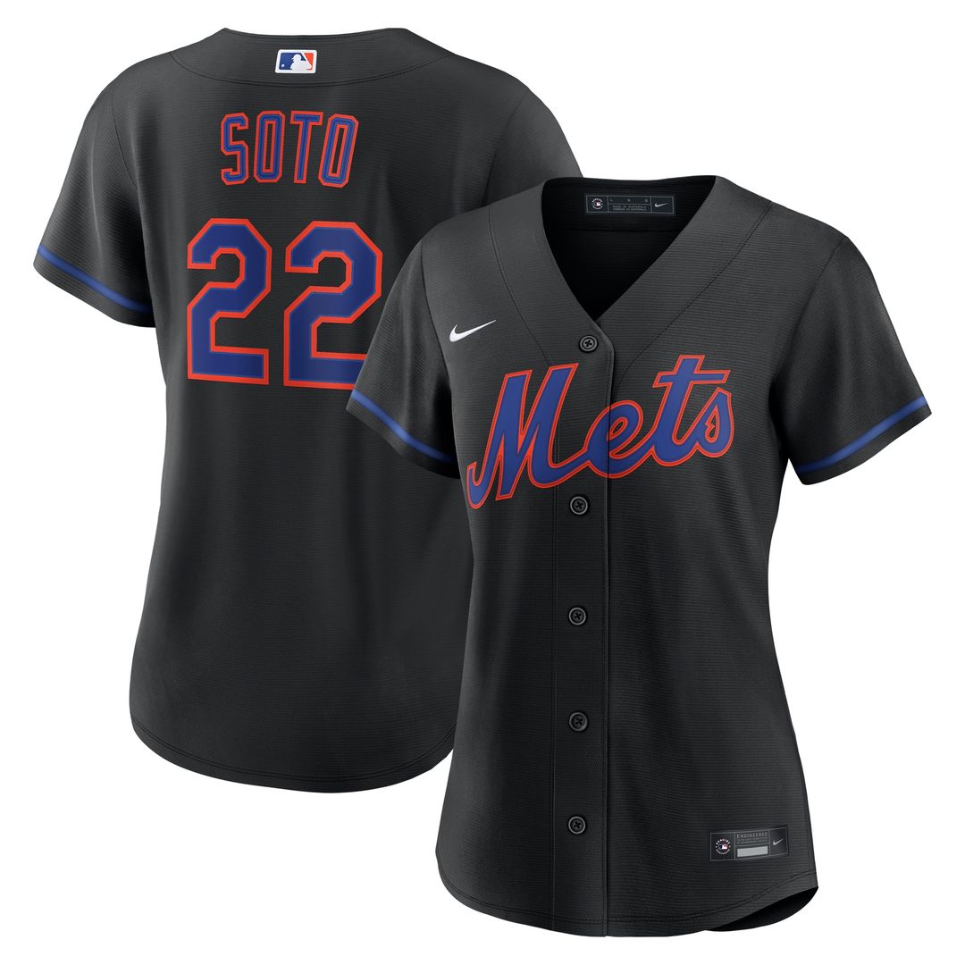 New York Mets Juan Soto Nike Women's Alternate Replica Jersey - Black Team Jersey Sports Fan Apparel
