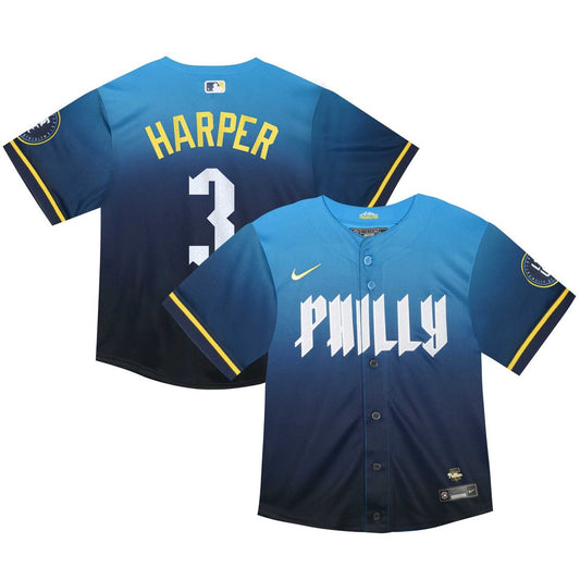 Philadelphia Phillies Bryce Harper Nike Toddler 2024 City Connect Limited Player Jersey - Blue Team Jersey Sports Fan Apparel