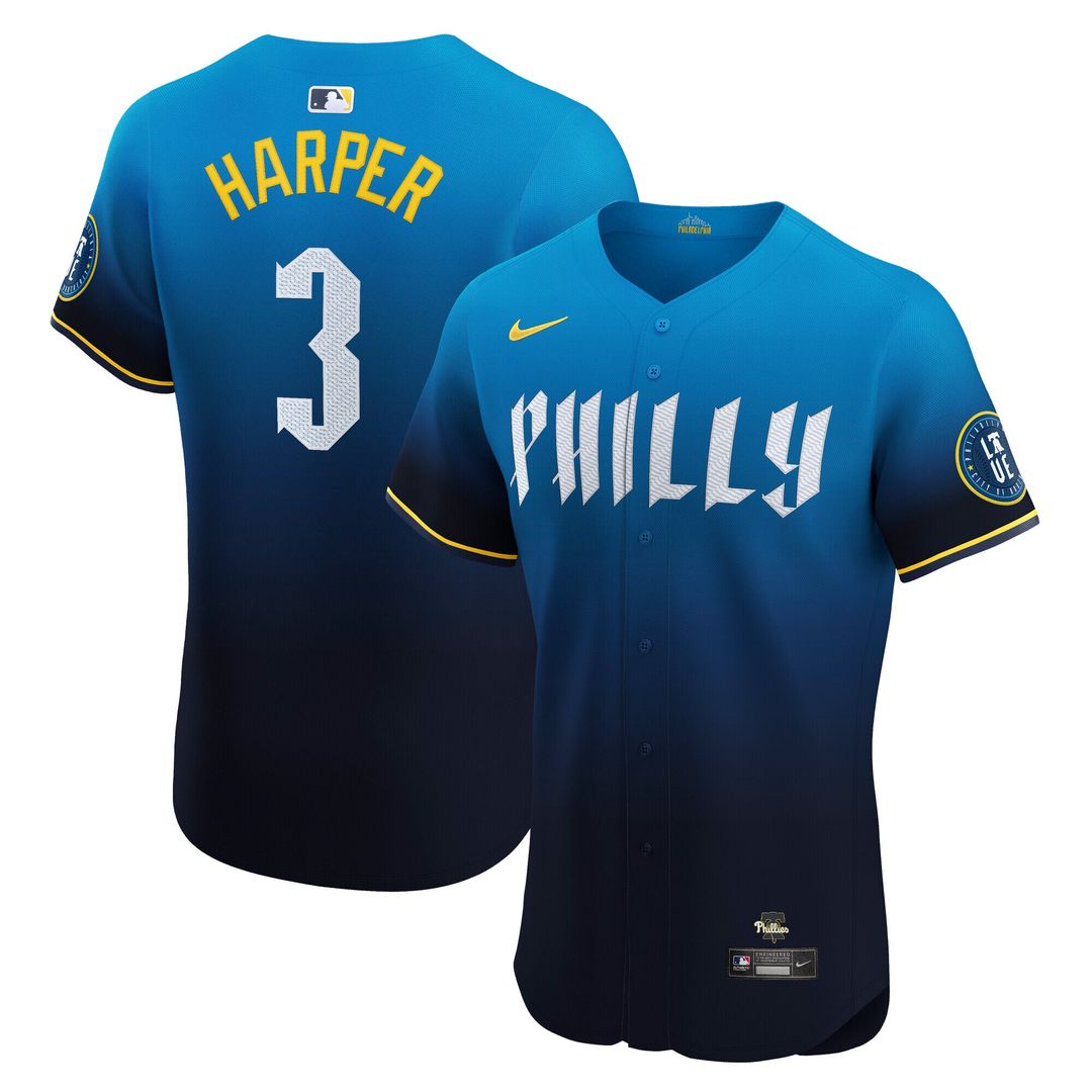 Philadelphia Phillies Bryce Harper Nike City Connect Elite Jersey - Navy Team Jersey Sports Fan Apparel