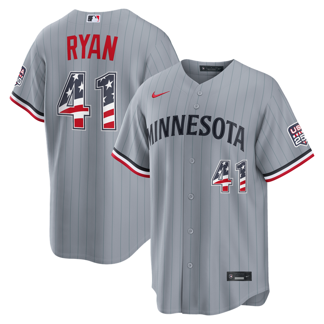 Minnesota Twins Joe Ryan Nike USA 250 Fourth of July Road Stadium Jersey - Gray Team Jersey Sports Fan Apparel
