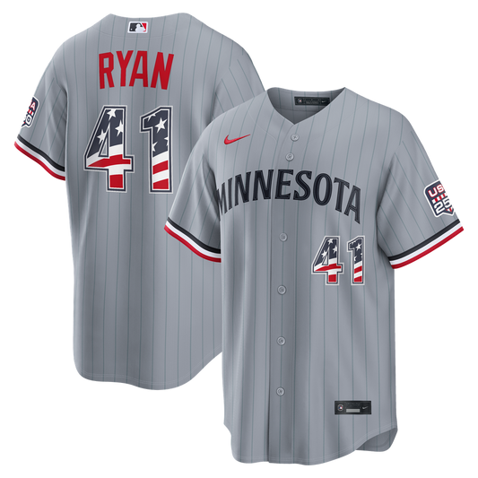 Minnesota Twins Joe Ryan Nike USA 250 Fourth of July Road Stadium Jersey - Gray Team Jersey Sports Fan Apparel