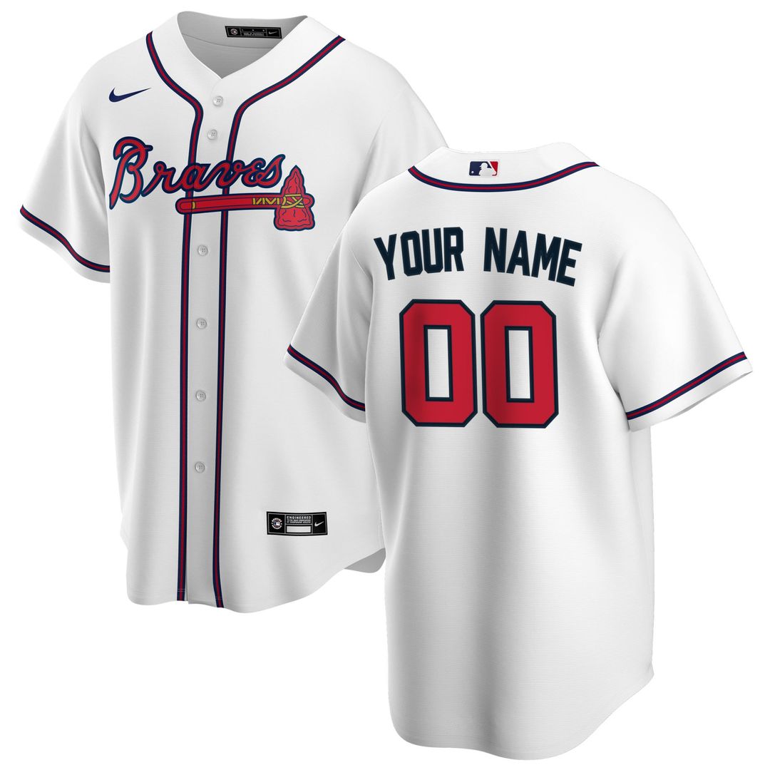 Atlanta Braves Nike Home Replica Custom Jersey - White Team Jersey Sports Fan Apparel