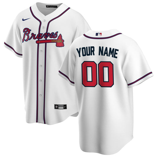 Atlanta Braves Nike Home Replica Custom Jersey - White Team Jersey Sports Fan Apparel