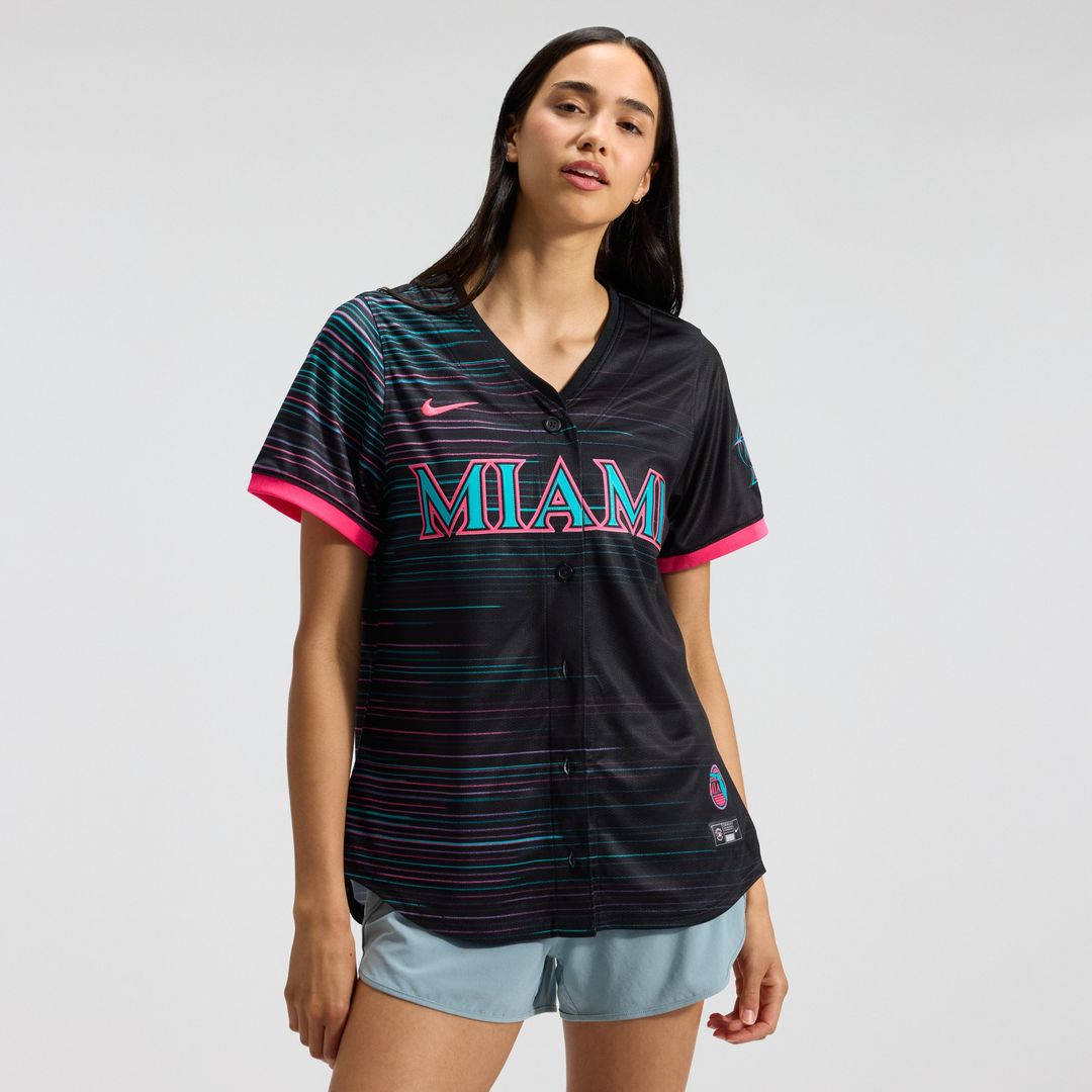 Miami Marlins Nike Women's 2025 City Connect Limited Jersey - Black Team Jersey Sports Fan Apparel