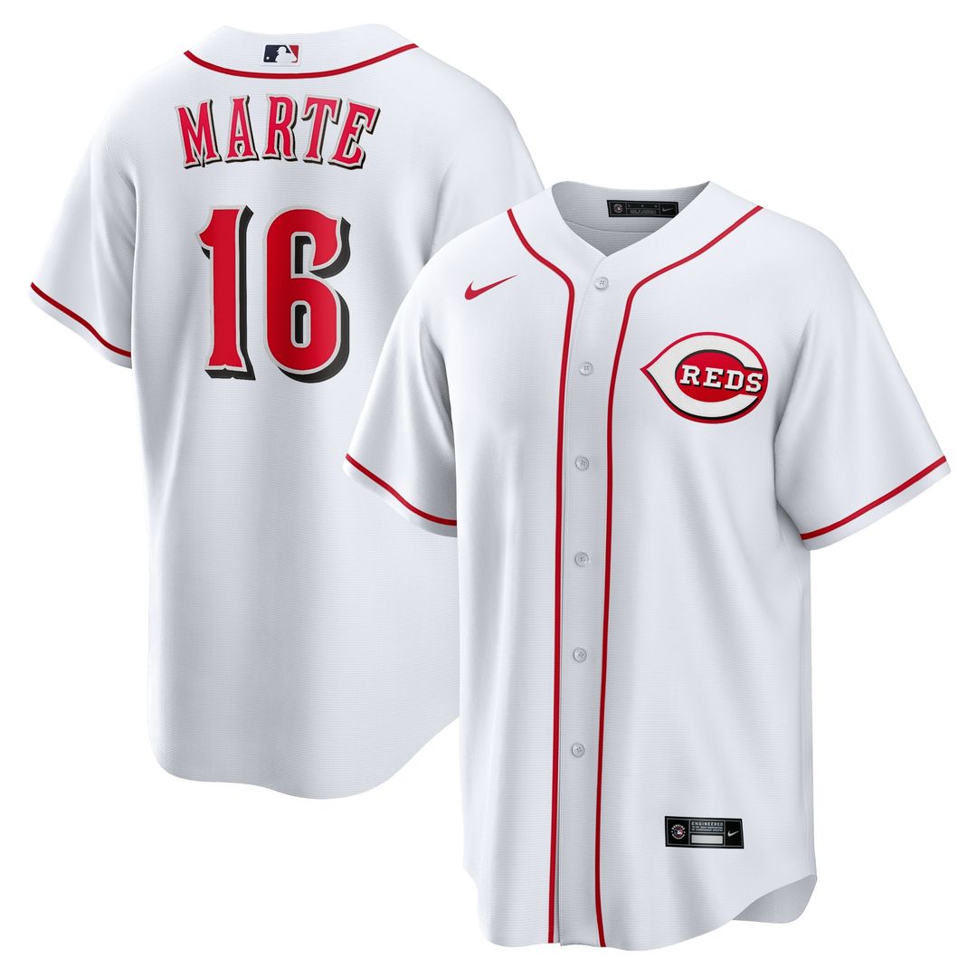 Cincinnati Reds Noelvi Marte Nike Home Replica Jersey - White Team Jersey Sports Fan Apparel