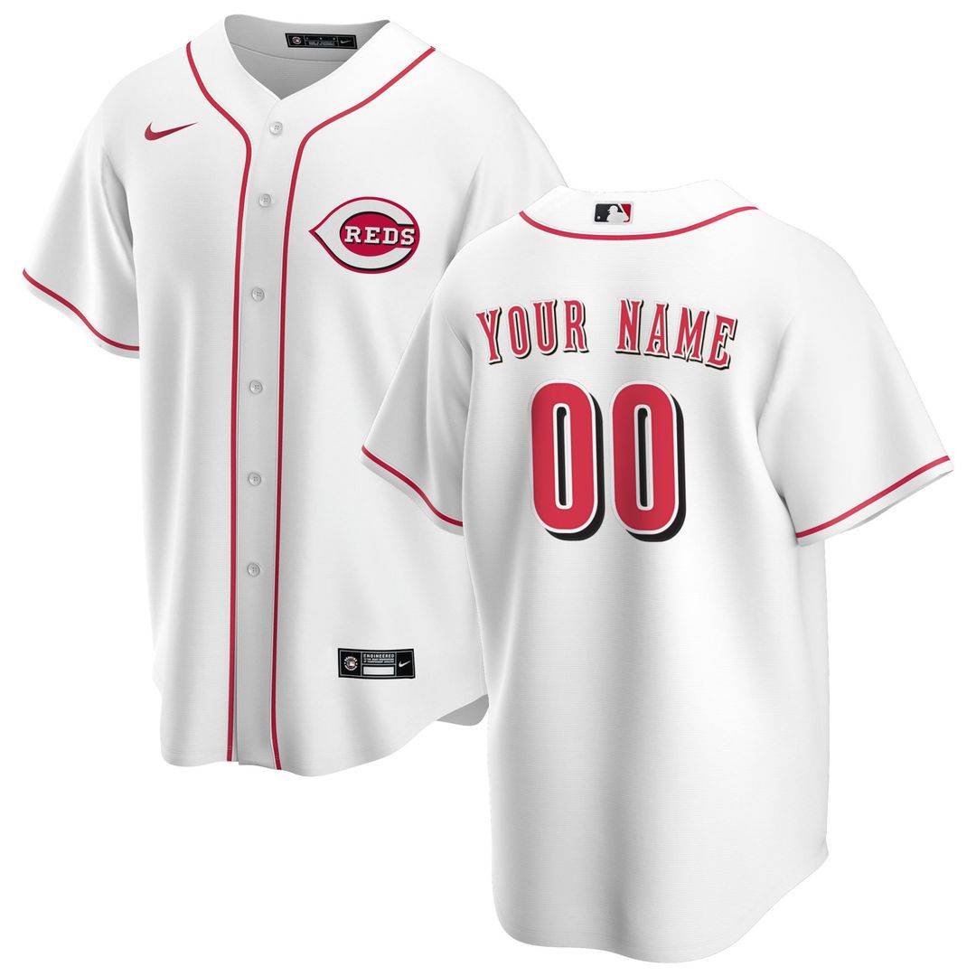 Cincinnati Reds Nike Home Replica Custom Jersey - White Team Jersey Sports Fan Apparel