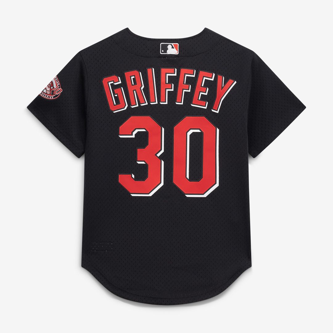 Cincinnati Reds Ken Griffey Jr. Mitchell & Ness Cooperstown Mesh Batting Practice Button - Up Jersey - Black Team Jersey Sports Fan Apparel