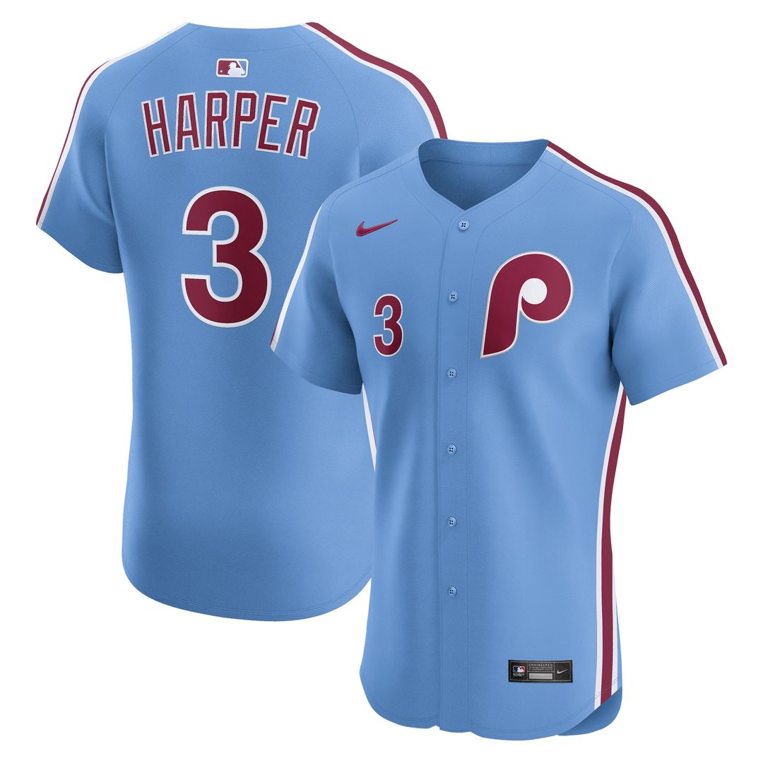 Philadelphia Phillies Bryce Harper Nike Alternate Elite Jersey - Light Blue Team Jersey Sports Fan Apparel