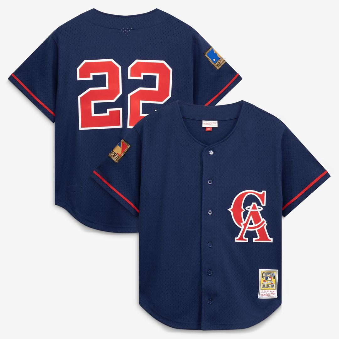 Bo Jackson California Angels Mitchell & Ness Cooperstown Mesh Batting Practice Button - Up Jersey - Navy Team Jersey Sports Fan Apparel