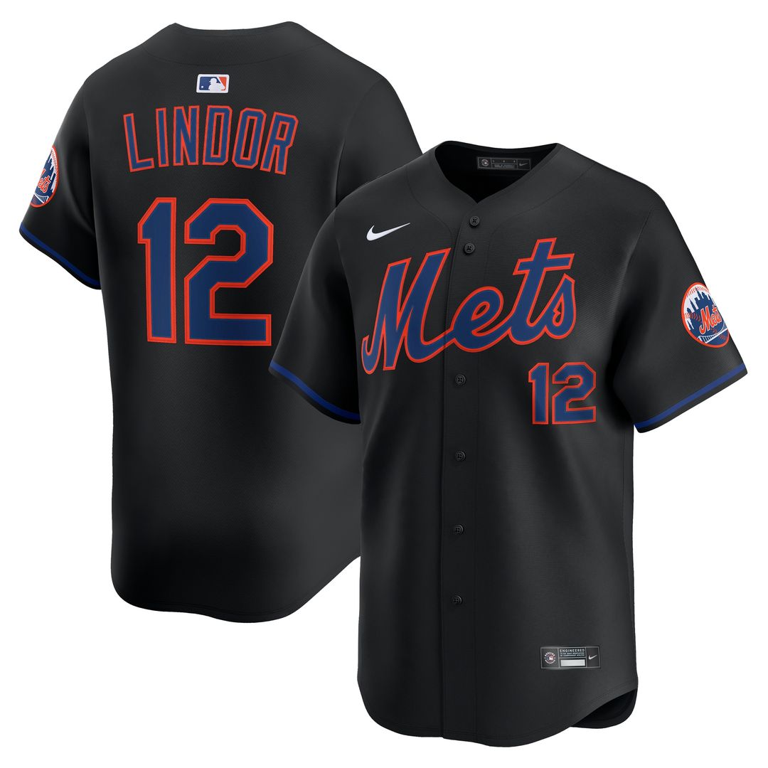 New York Mets Francisco Lindor Nike Alternate Limited Jersey - Black Team Jersey Sports Fan Apparel