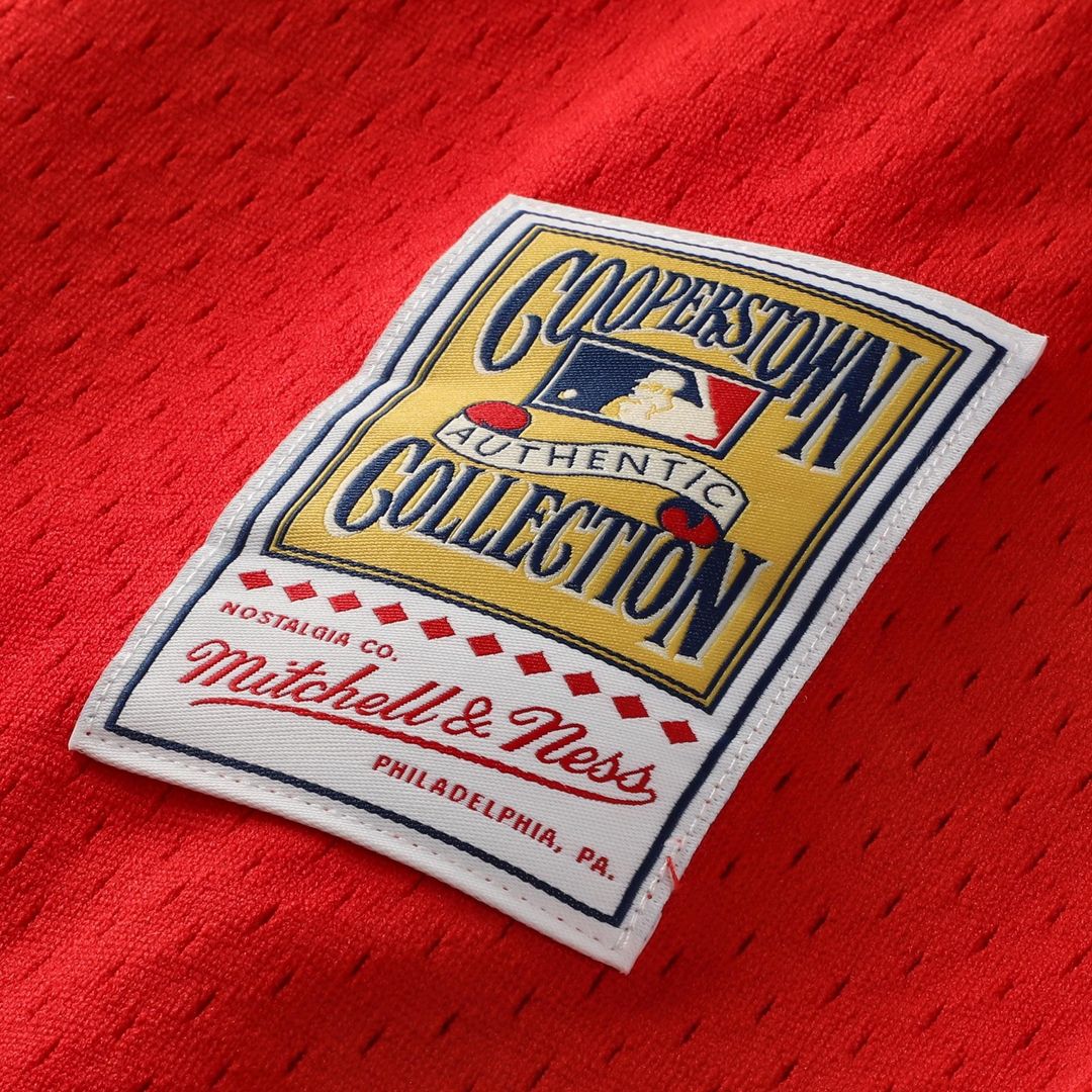 Philadelphia Phillies Jimmy Rollins Mitchell & Ness Cooperstown Mesh Batting Practice Button - Up Jersey - Red Team Jersey Sports Fan Apparel