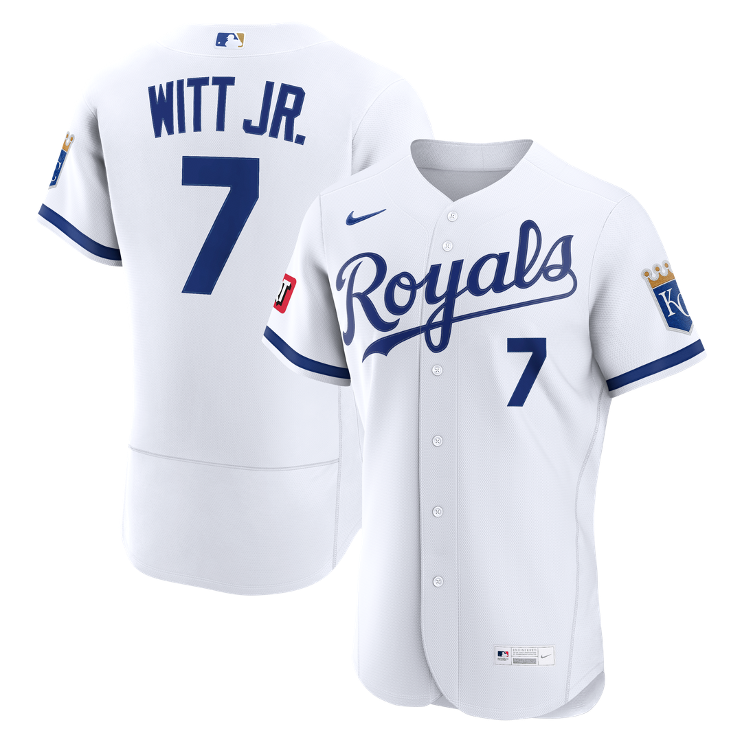 Kansas City Royals Bobby Witt Jr. Nike Home Authentic Sponsor Patch Jersey - White Team Jersey Sports Fan Apparel