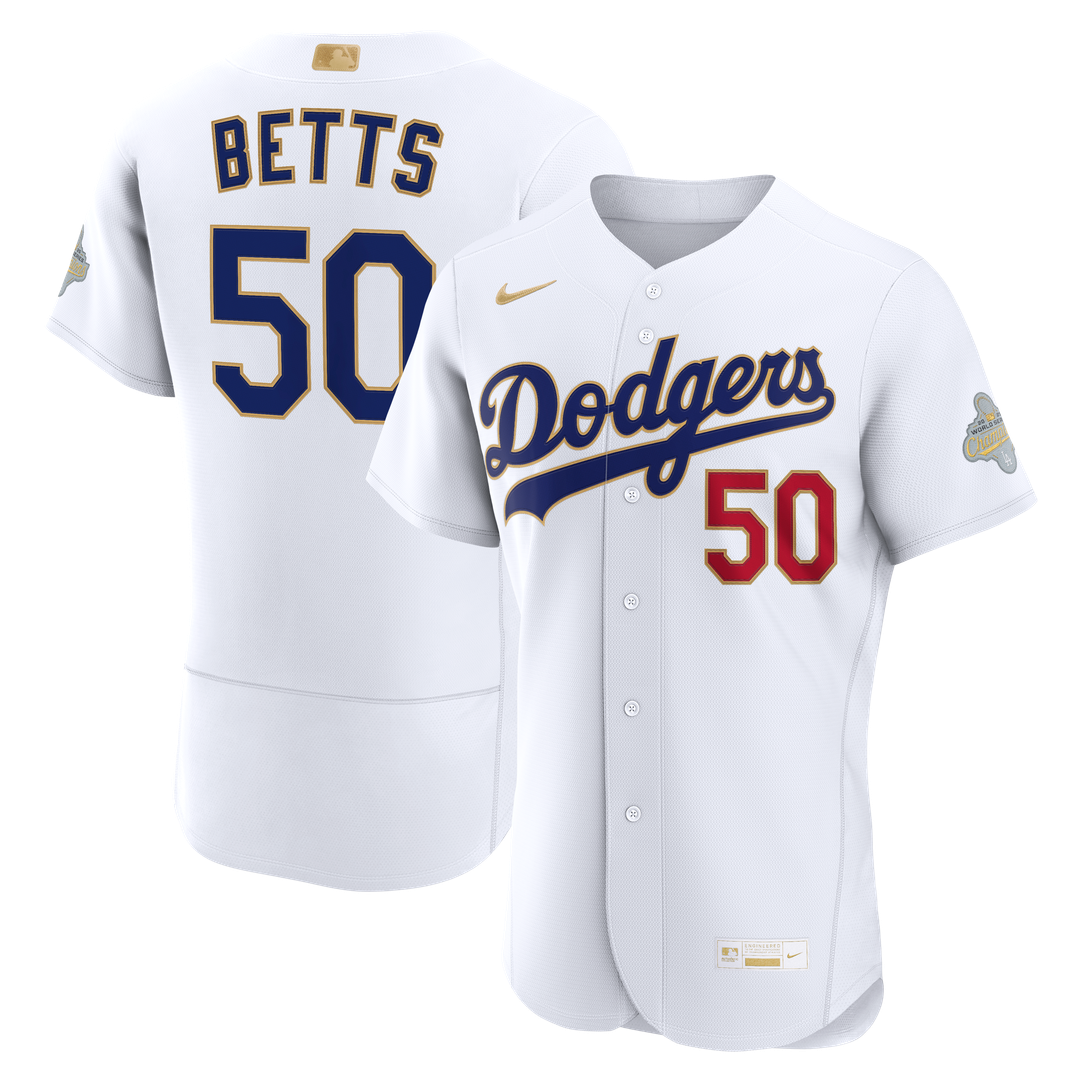 Los Angeles Dodgers Mookie Betts Nike 2026 Gold Collection Authentic Jersey - White Team Jersey Sports Fan Apparel